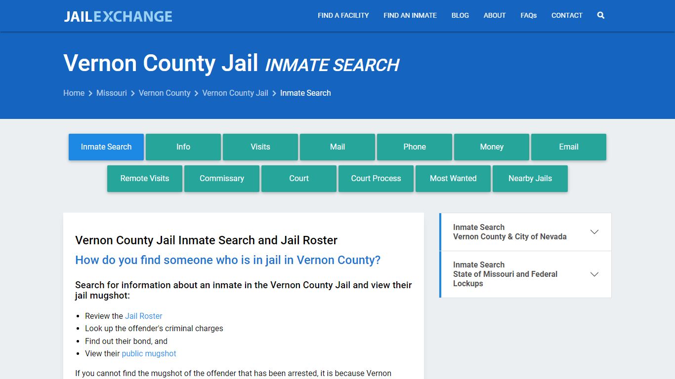 Inmate Search: Roster & Mugshots - Vernon County Jail, MO